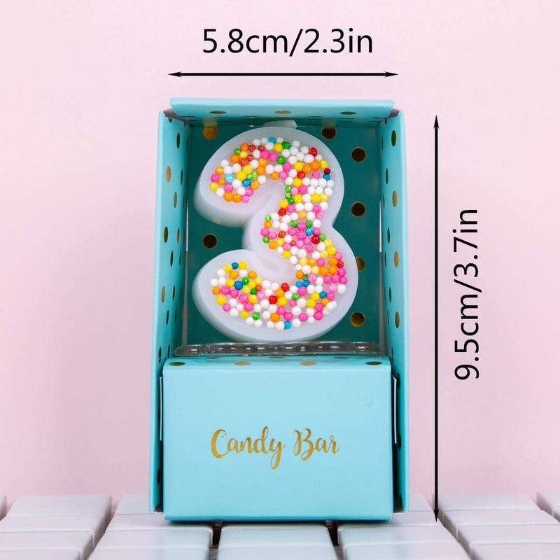 iLikePar Sweety Colorful Candy Number Cake Topper Candle for Brithday Party Baby Shower and Wedding Party Supplies Favor (Three) - Image 2